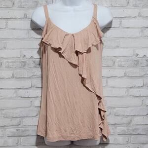 Just Yummie Body Shaping Ruffle Cami Tank Top Light Flesh Tone Womens Size Small